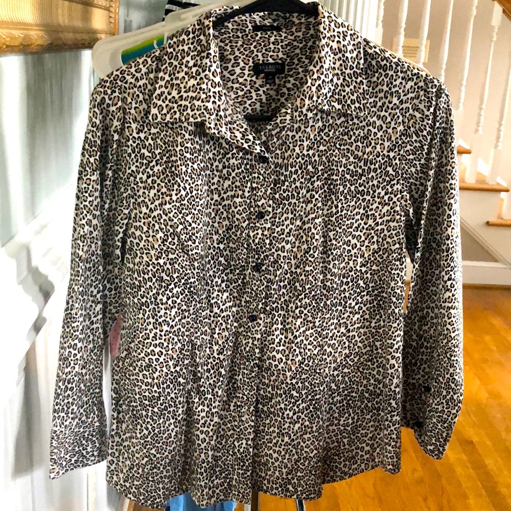 Leopard print Talbot button up dress shirt